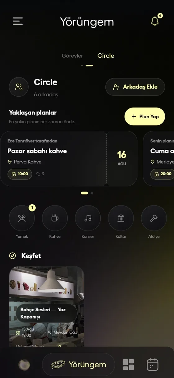 aila Circle screen for friends and shared plans