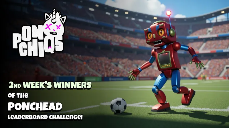 Second week's winners of the PONCHEAD leaderboard challenge: the robot in a stadium