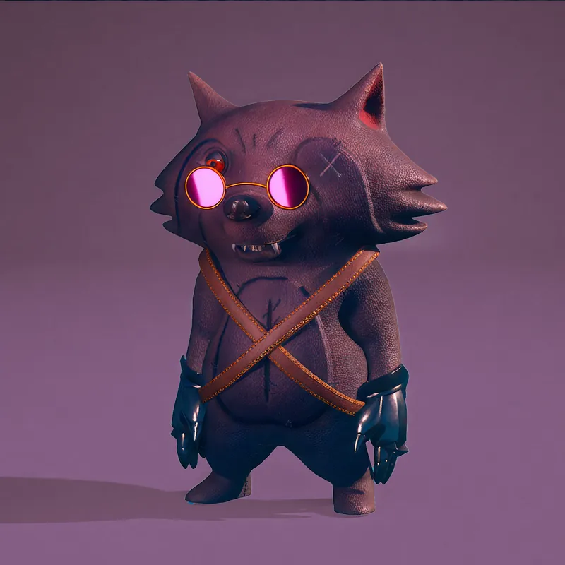 The wolf with glowing pink goggles
